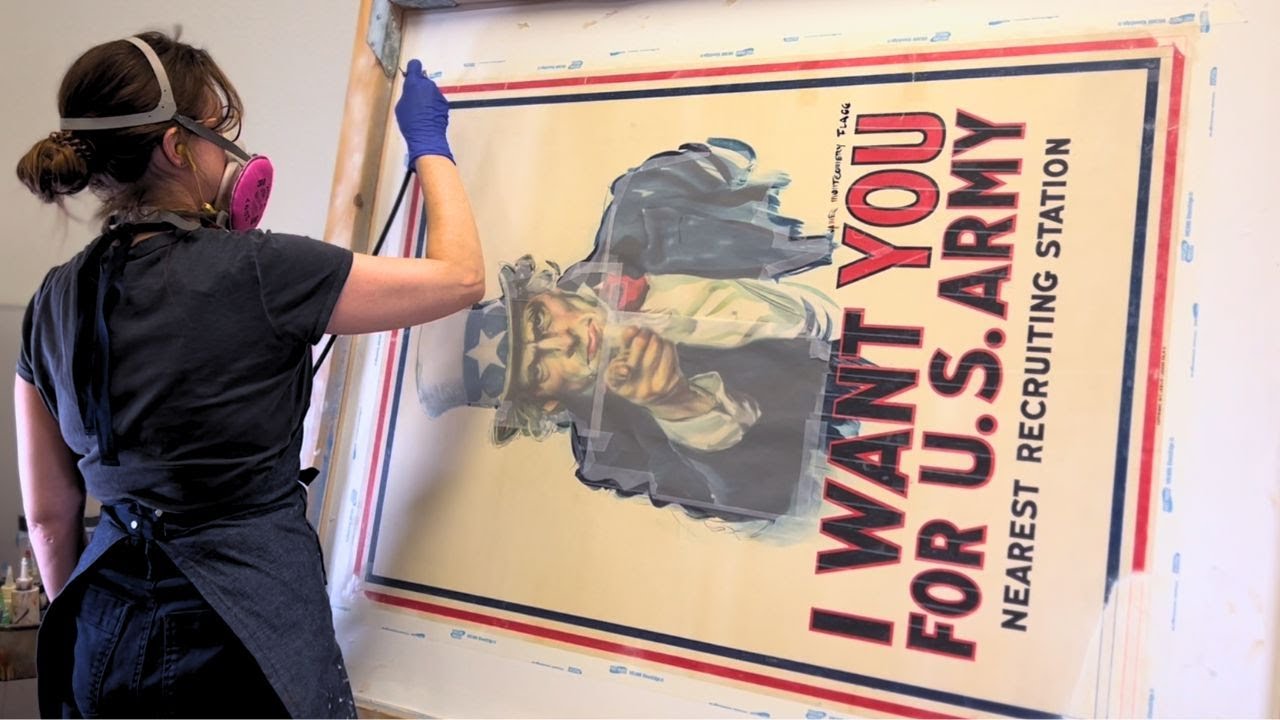 Restoring an Original "I Want You" Recruitment Poster From WW1 (1917)