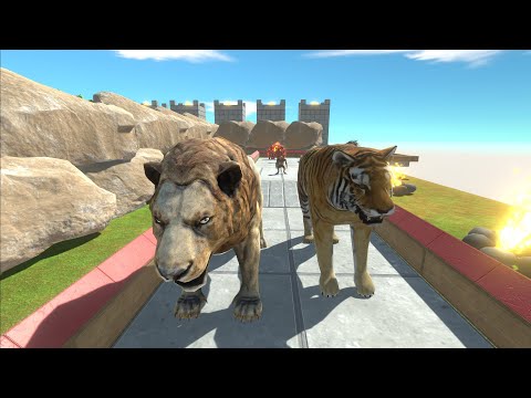 LION AND TIGER DEATH RUN - Animal Revolt Battle Simulator