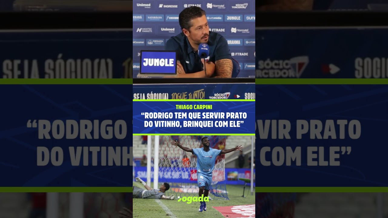 Imagem da notícia Carpini brinca com Rodrigo após classificação do Fortaleza: 'servir o prato do Vitinho'