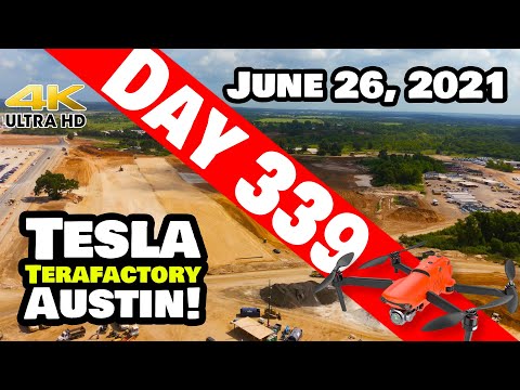 Tesla Gigafactory Austin 4K  Day 339 - 6/26/21 - Terafactory TX - CATHODE AREA READY FOR VERTICAL?
