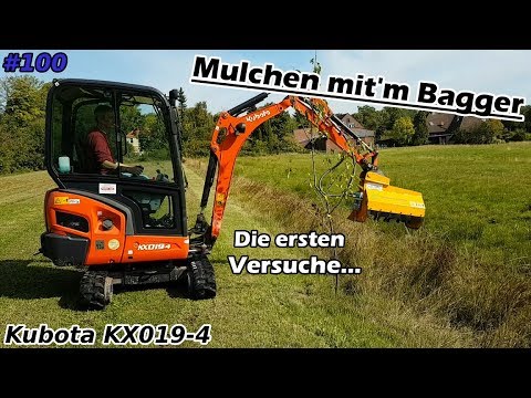 Querbeet | Mulchen mit'm Bagger | Die ersten Versuche | Kubota KX019-4 | Ghedini Mulcher | Mr. Moto