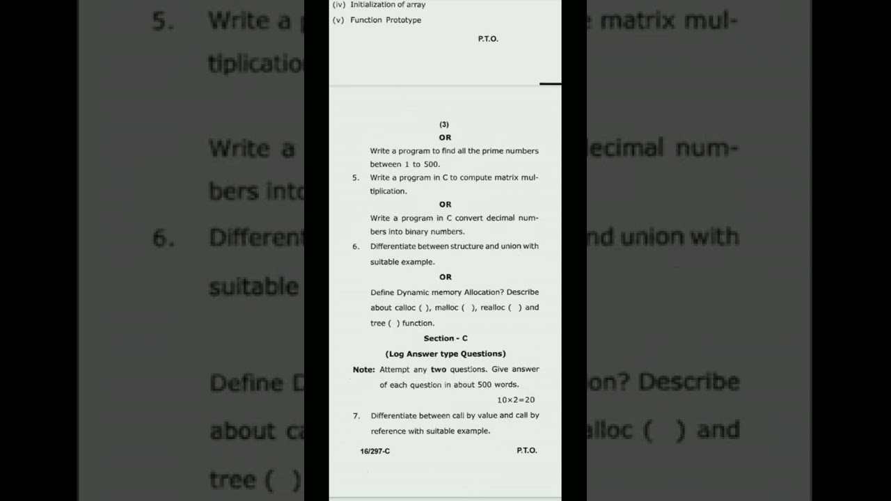 C language question paper #clanguage #cprogramming ||#shorts #viral