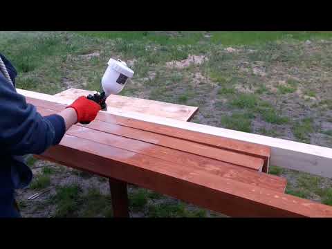 Impregnating the wood with a Parkside paint sprayer Construction of a gazebo Video
