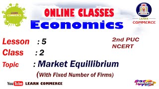 Class 12 Economics | Market Equilibrium (Fixed Number of Firms) | NCERT Syllabus | Mrs. Swarnalatha