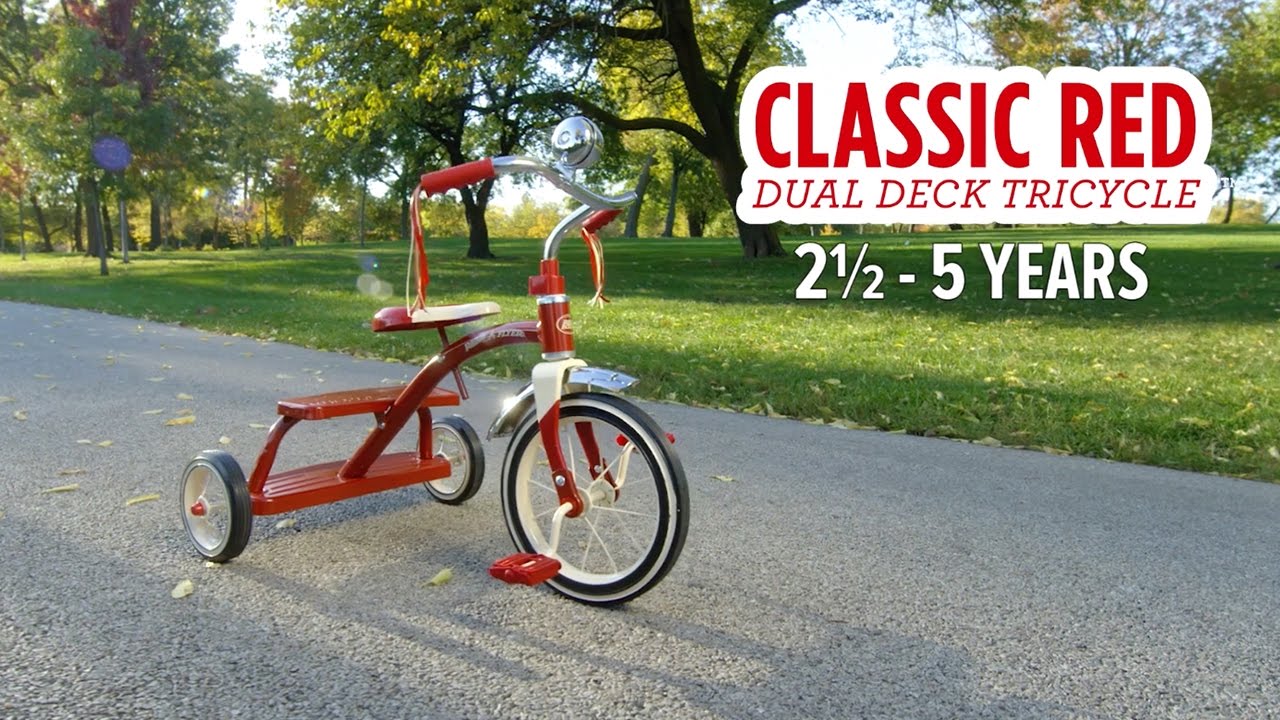 Radio Flyer - Classic Red Dual Deck Tricycle - - Fat Brain Toys Radio Flyer - Classic Red Dual Deck Tricycle - - Fat Brain Toys