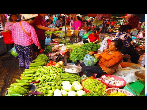 Psar Kraom Chhbar Ampov Market, Amazing Food And People Activities, Phnom Penh Popular Market 2