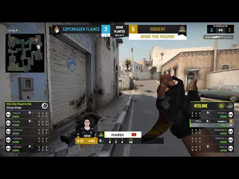 maden 1v3 clutch [Copenhagen Flames vs. GODSENT - ESL One: Road to Rio(esl_csgo clip)]