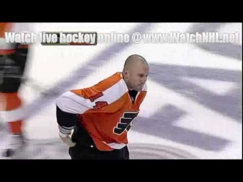 NHL Ian Laperriere vs. Craig Adams Fight Oct 8 2009