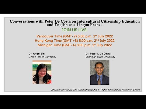 Conversa com Peter De Costa sobre Educação para a Cidadania Intercultural e Inglês como Língua Franca