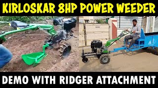 Kirloskar Power Tiller (8 HP) working with Trench Attachment