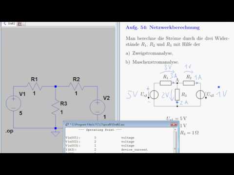 Berechnung eines einfachen Netzwerks (aus Aufgabe 54) in LTspice