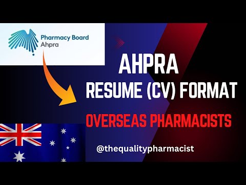AHPRA Resume (CV) Guide For Overseas Pharmacists | Step by Step #thequalitypharmacist