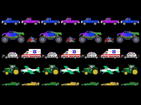 Vehicle Patterns - ABAB - Sports, Street, Construction - The Kids' Picture Show (Fun & Educational)