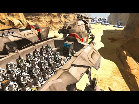Clone Armored Task Force Invasion of OUTPOST WALLS! - Men of War: Star Wars Mod Battle Simulator