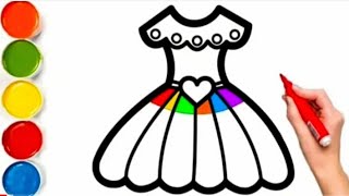 cute dress Drawing step by step, painting and coloring for kids and Toddlers