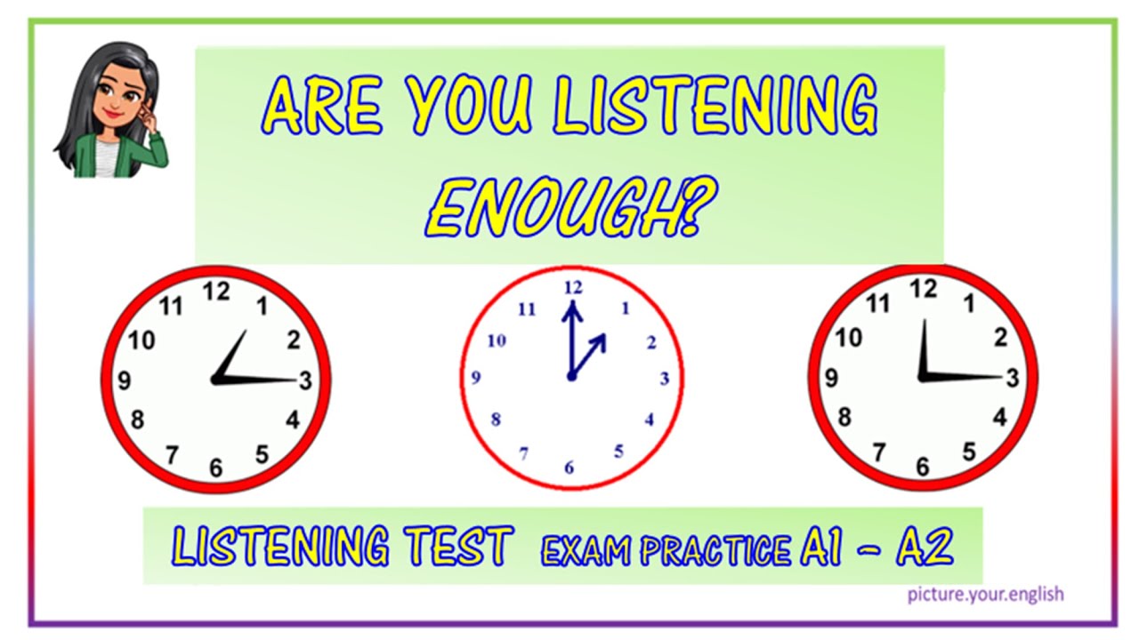 TELLING THE TIME! ¦ LISTENING TEST A1 - A2 ¦ Learn English FAST