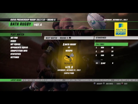 Aviva Premiership (10-7-17) Bath Rugby v Wasps