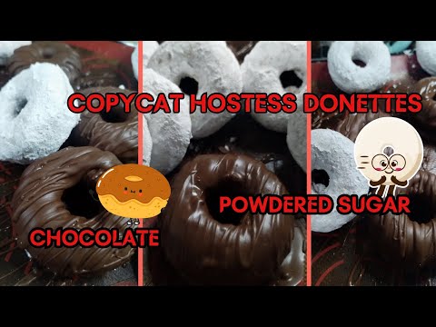 COPYCAT HOSTESS DONETTES BOTH CHOCOLATE & POWDERED! MINI BAKED DONUTS! #minidonuts