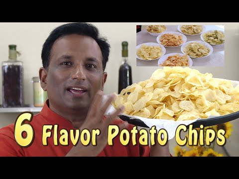 Potato Chips Home Made  - 6 Flavors - Mint -Tangy - Sweet - Garlic Chilli - Crispy Aloo Chips Video