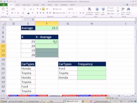 Excel 2010 Statistics 08: Cell References In Formulas: Relative and Absolute Video