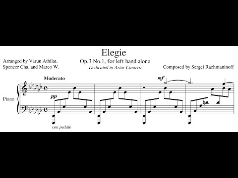 Rachmaninoff-Athilat/Cha/W.: Elegie, Op.3 No.1 (for left hand alone) (Cha)