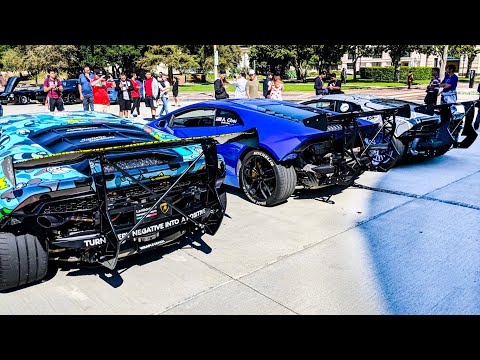 LAMBORGHINI BIG WANG GANG CHAOS AT CARS AND COFFEE PASADENA! Video