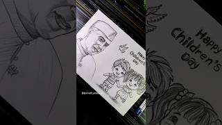 Happy Children's Day Drawing ❤️‍🩹✍️ Jawaharlal Nehru Drawing #shorts #childrensday #chachanehru