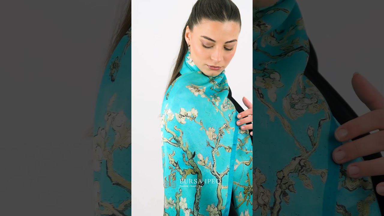 Su Yeşil Badem Çiçeği İpek Fular 🌿✨