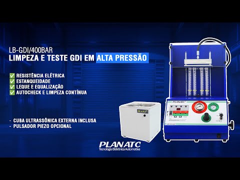 Máquina para Teste/Limpeza de Bicos Injetores GDI Solenoide Alta Pressão 400 Bar com Cuba Externa PLANATC-LB-GDI400BAR - Video