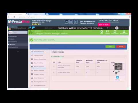 Prestashop Return manager module (Manage return policies)