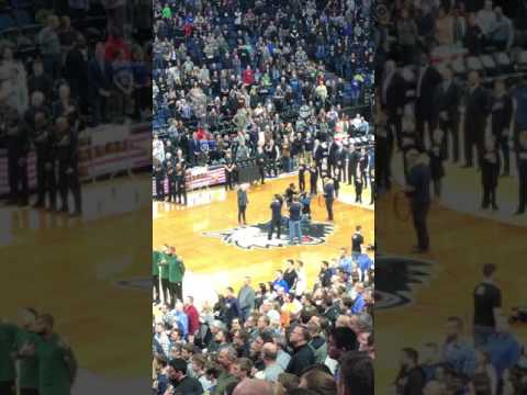 Singing the national anthem at timberwolves game!