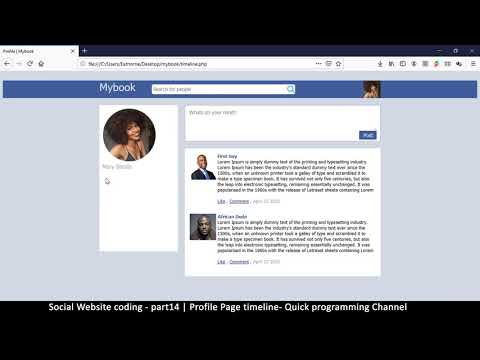 Social Website from scratch Part 8 Profile Page Top Bar | PHP | HTML | CSS | MYSQL Database