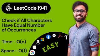 YouTube video 'LeetCode 1941 Solution ( Check if All Characters Have Equal Number of Occurrences )'