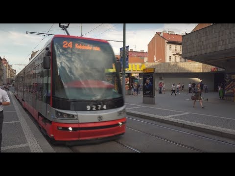Czech Republic, Prague, tram 24 ride from Florenc to Karlovo náměstí