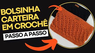 BOLSA CARTEIRA CLUTCH COM BARBANTE E APLICAÇÃO DE ZÍPER (CROCHÊ FÁCIL)