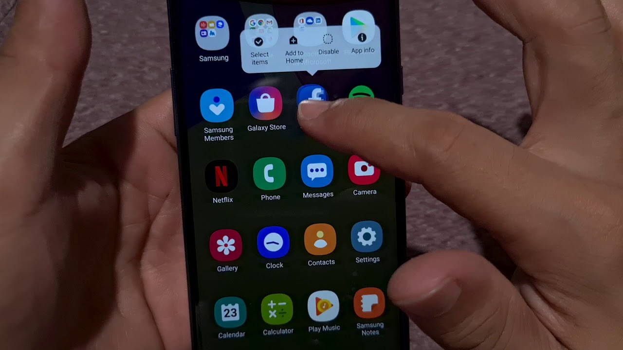 Samsung Galaxy A20s Home Screen Layout settings