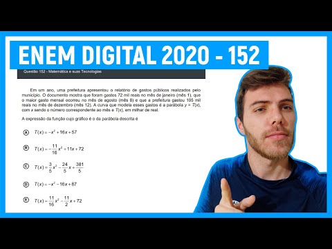 🛑Questão 152 Enem DIGITAL 2020 - FUNÇÕES DE SEGUNDO GRAU -  Em um ano, uma prefeitura aprese...