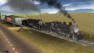 Rio Grande 2-8-0 and 4-8-4 Doubleheading A Freight Train