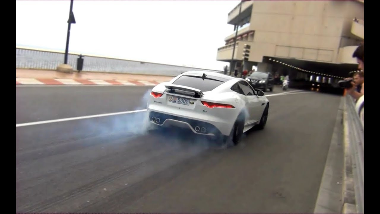 Jaguar F-Type R CRAZY BURNOUTS and insane popping sound!