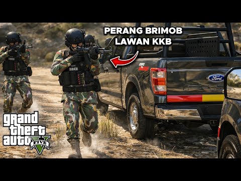 Patroli Pasukan Brimob Diserang KKB di Hutan! GTA 5 Mod Polisi Indonesia