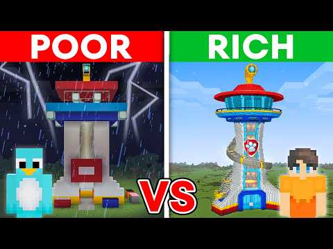 POOR vs RICH: Paw Patrol House Survival Battle in Minecraft