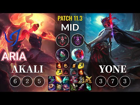 CGA Aria Akali vs Yone Mid - KR Patch 11.3