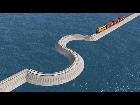 Impossible Weird S Shape Rail Tracks Vs Trains - BeamNG.Drive