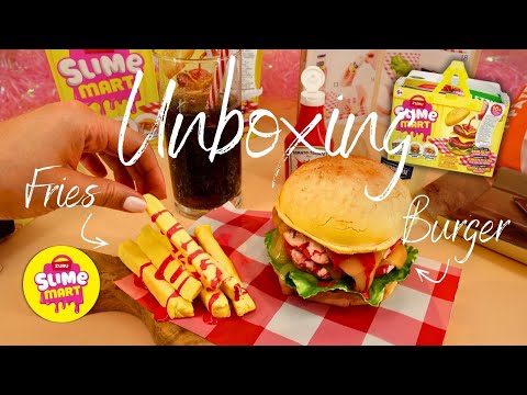 ASMR | UNBOXING Zuru Slime Mart Hamburger meal with fries & pop | no talking