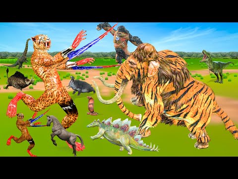 Saber Tooth Tiger Death run Vs Wild Animals Speed Race Zigzag Course Animal Revolt Battle Simulator