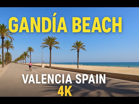 𝓖𝓐𝓝𝓓𝓘𝓐 - Gandia Beach 4K Spain - Virtual Walk - VALENCIA - Relaxing walk by the sea.