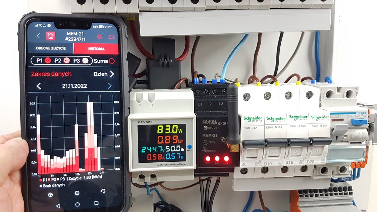 Jak podłączyć licznik energii elektrycznej do fotowoltaiki PV - monitor  MEM-21 Zamel