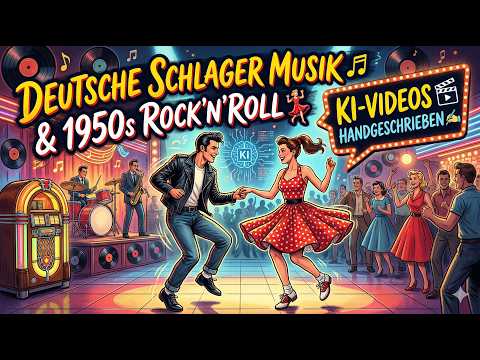 Deutsche Schlagermusik🎶1950er Rock and Roll💃KI Videos🎬Die Eisdiele rockt + Heut’ brennt die Musikbox