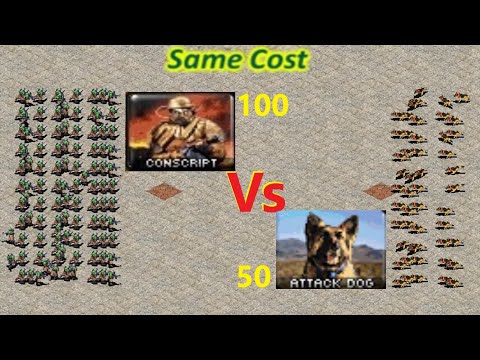 Conscripts vs Attack Dogs - Same Cost Battle: Red Alert 2