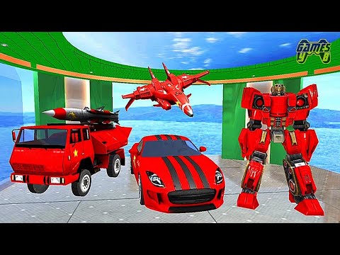 Missile Truck Airplane Robot Transform: Car Robot War - Red Robot - Android Gameplay